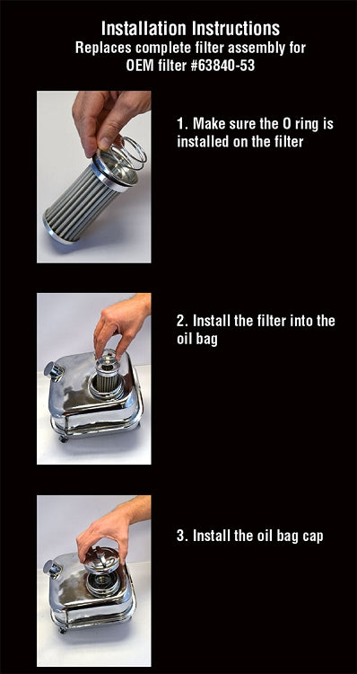 Cimarron Cycle Works Rigid Oil Filter Kit For Harley Panhead 1950-57 – Chrome – OEM 63800-48