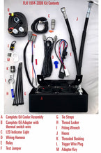 Load image into Gallery viewer, Ultra Cool Harley Davisdon Reefer Black FLH 1994-2008 3.0 Dual Fan Assisted Below Regulator Mount Oil Cooler Kit - Ready to install.