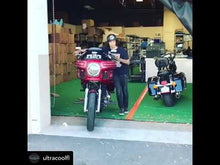 Load and play video in Gallery viewer, Softail Milwaukee 8 2018-Current 3.0 Dual Fan Assisted Side Mount on Down Tube Oil Cooler