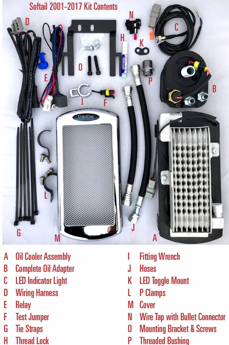 Softail 2000 and 2001-2017 Center Frame Mount Oil Cooler - Rider ...